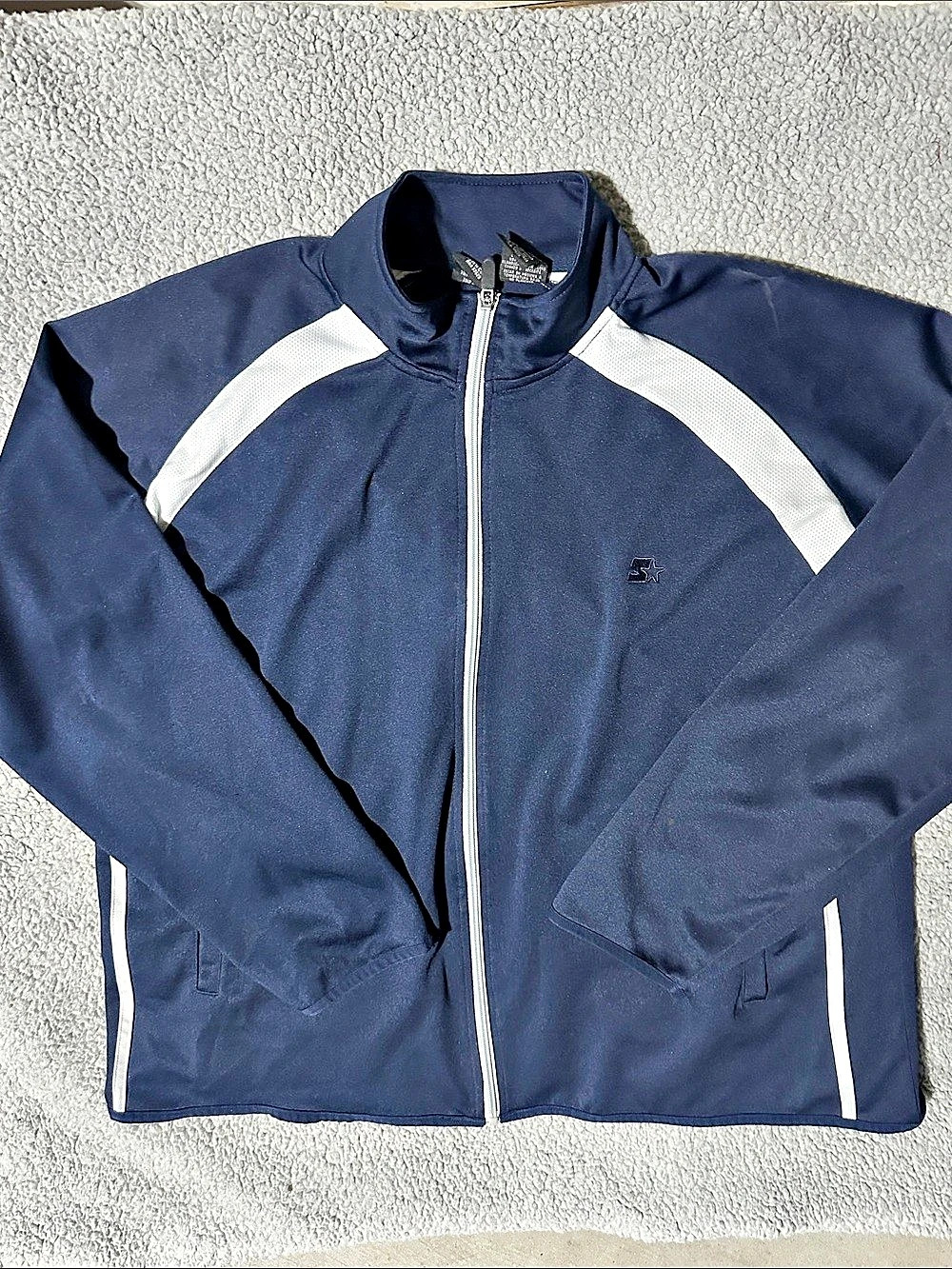 Starter Men’s Navy Blue White Full Zip Track Jacket Size 2XL 50/52